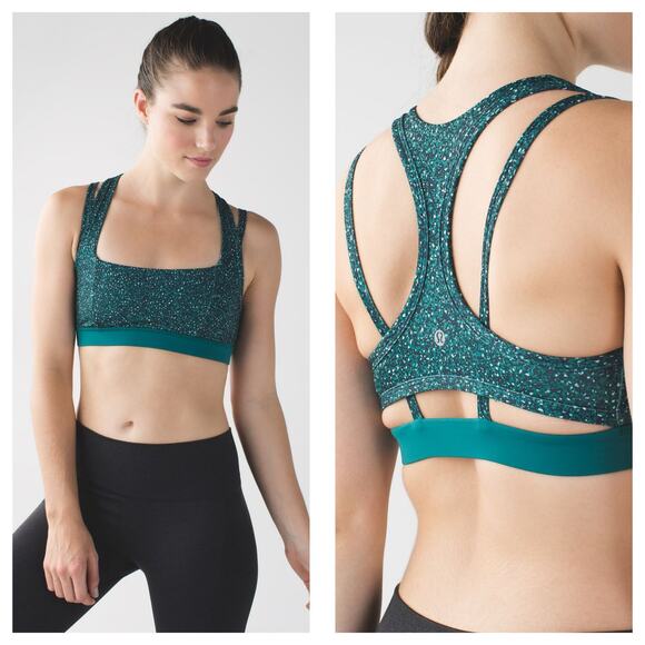 Lululemon Splendour Bra Size 6 Flashback Static Seamist Forage Teal Workout - Picture 1 of 10